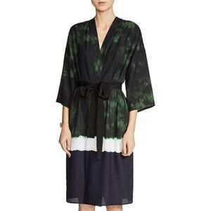 Maje Vista Green Navy Tie Dye Kimono Duster Dress Size 1 US Small